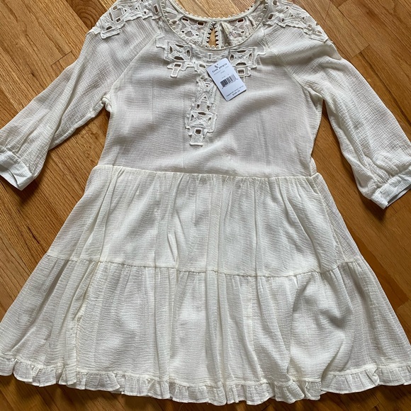 Free People Dresses & Skirts - Free People Ivory Crochet Detail Mini Dress